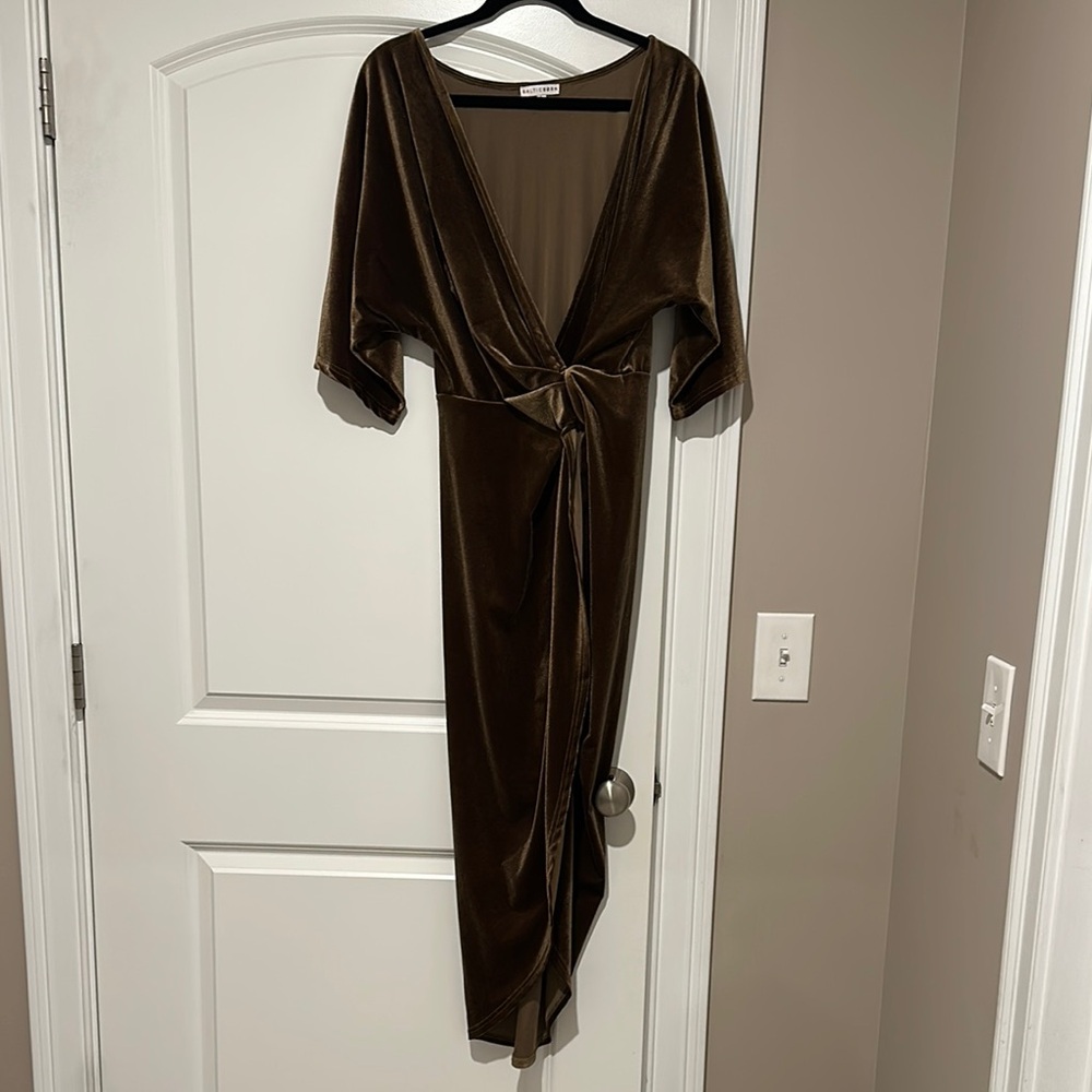 Lulus Brown Velvet Wrap Dress